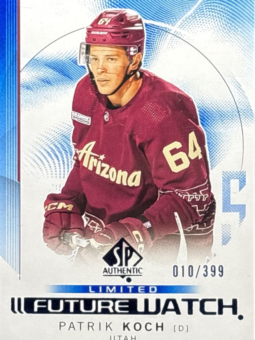Upper Deck SP Authentic Future Watch Patrik Koch Hockey Card LE 10/399
